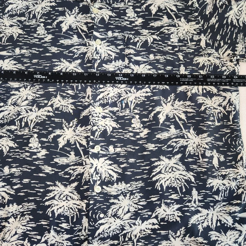 Vtg POLO RALPH LAUREN Caldwell Shirt Mens Large Black Aloha Loop Collar Beach